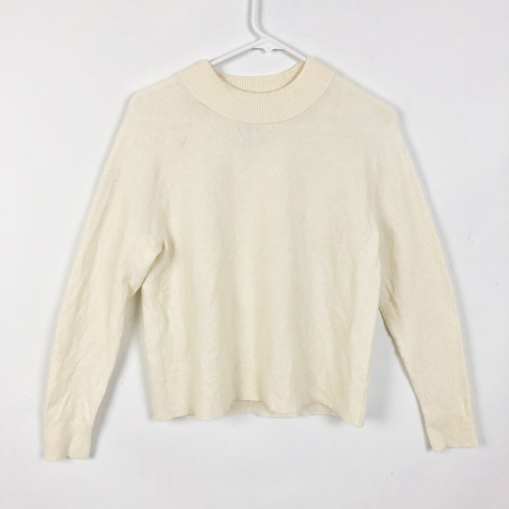 Athleta Womens Sweater Small White Merino Wool Blend Crewneck Knit Pullover